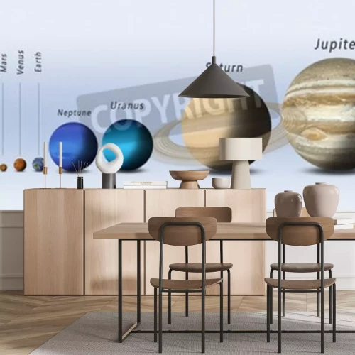 Fotobehang Zonnestelsel naar grootte