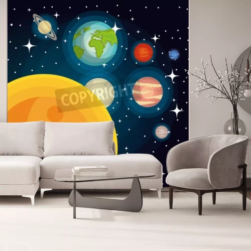 Fotobehang Tekening van zonnestelsel