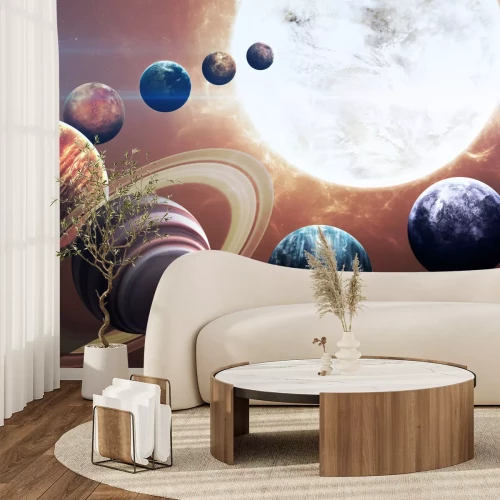 Fotobehang Ruimtelijk patroon van het zonnestelsel