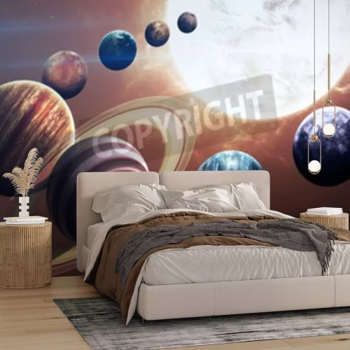 Fotobehang Ruimtelijk patroon van het zonnestelsel