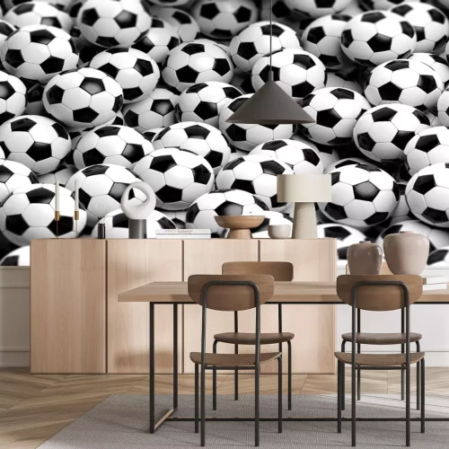 Fotobehang Zwart-witte voetballen