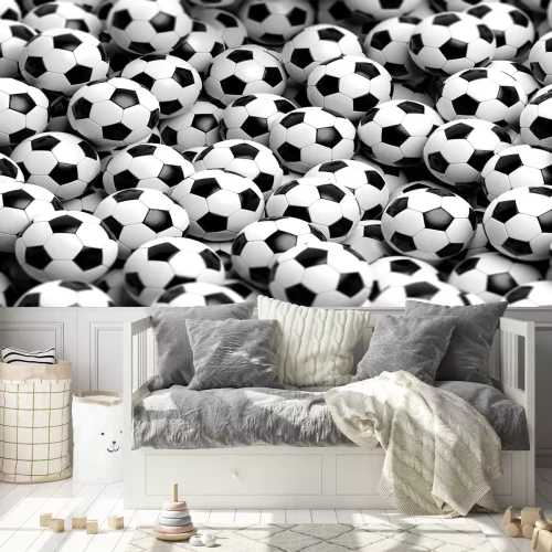 Fotobehang Zwart-witte voetballen