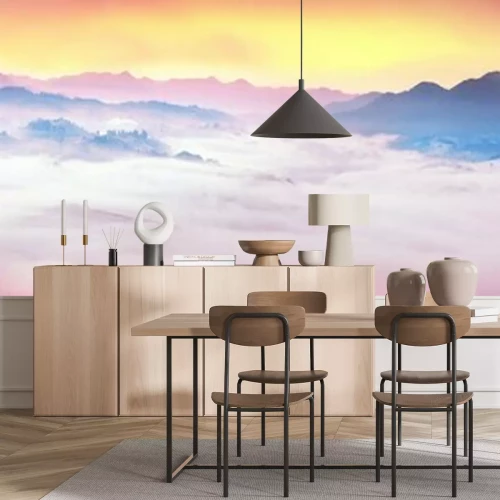 Sticker Mistige zonsopgang in de Karpaten