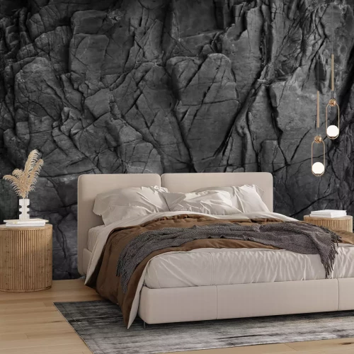 Fotobehang Donkergrijze schalierotstextuur