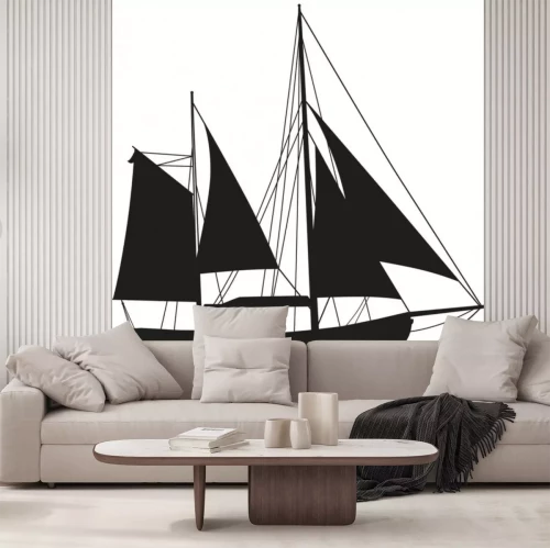 Sticker Zeilboot zeilschip silhouet