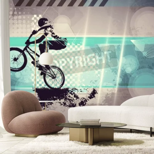 Fotobehang BMX-fiets op grijze achtergrond