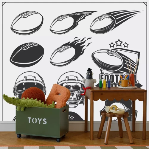 Sticker Op voetbal geïnspireerde zwart-witafbeeldingen en logo's