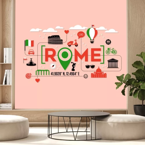 Sticker Rome Italië pictogrammen en typografie ontwerp voor kaarten, banners, t-shirts en posters