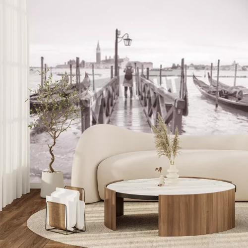 Fotobehang Venetië in sepia kleuren