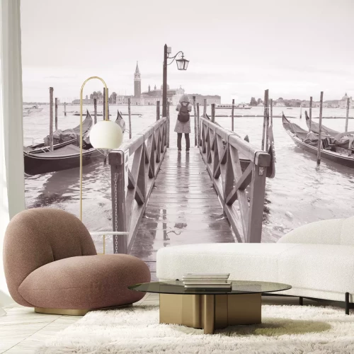 Fotobehang Venetië in sepia kleuren