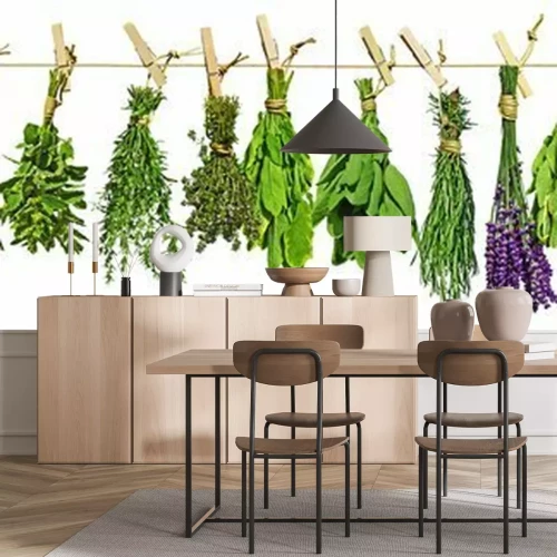 Fotobehang Het drogen van kruidenboeketten