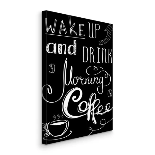 Canvas Koffiemotief inscriptie