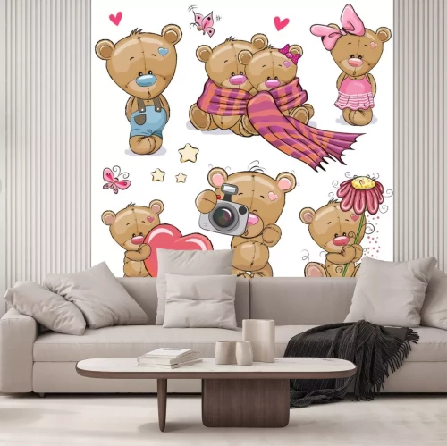 Sticker Set van Cute Cartoon Teddy Bear