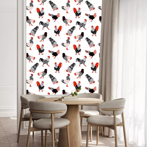 Behang hanen met patronen