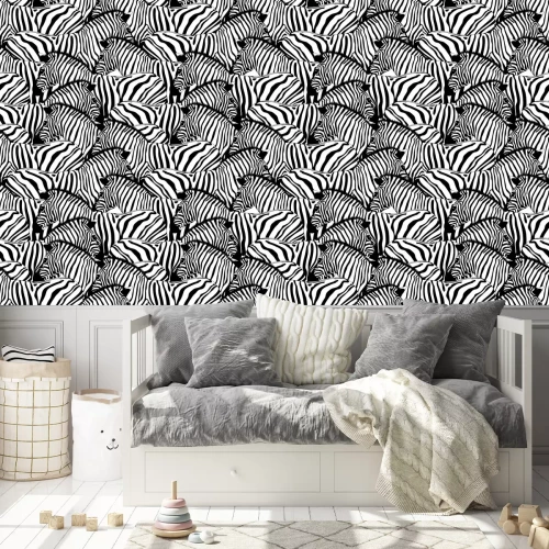 Behang Kudde zwart-witte zebra's