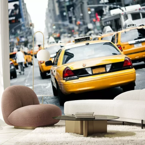 Fotobehang New York taxi in een file