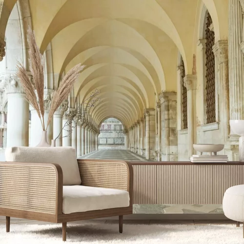 Fotobehang Archway onder het Dogenpaleis in San Marco-plein (Venetië, Italië). Horizontaal.