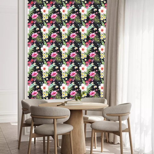 Behang Waterverf het tropische bloemmotief