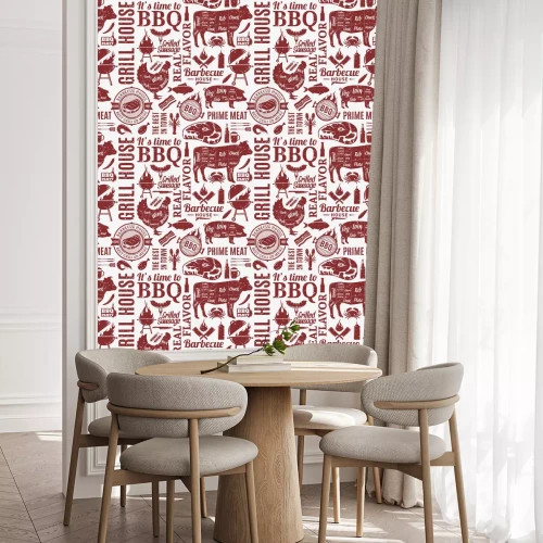 Behang Retro stijl typografisch vector barbecue naadloos patroon