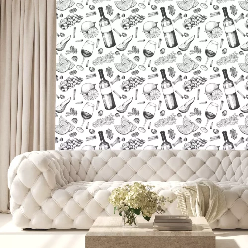 Behang Vector naadloze patroon van glühwein ingrediënten. Warme alcoholische drank.