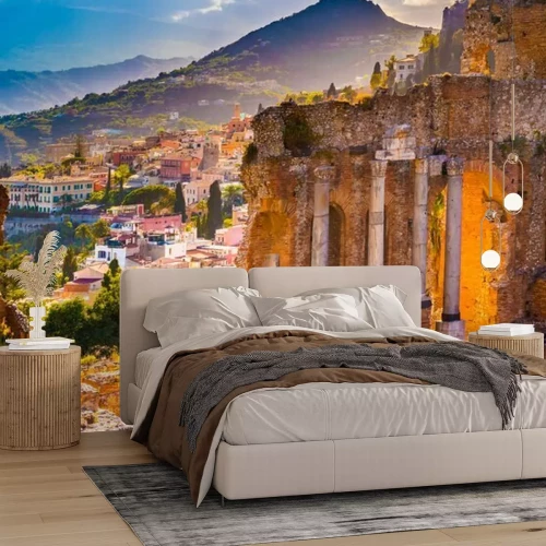 Fotobehang Ruïnes van een theater op Sicilië