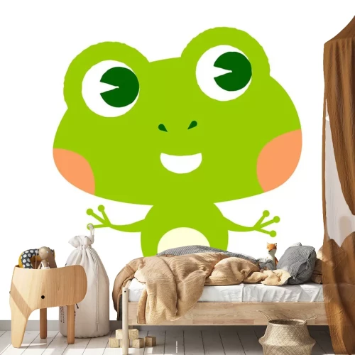 Sticker Lichtgroene vrolijke kikker met blosjes