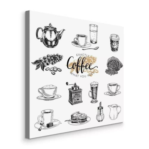 Canvas Retro koffie-illustraties