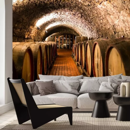 Fotobehang Wijnvaten in de kelder