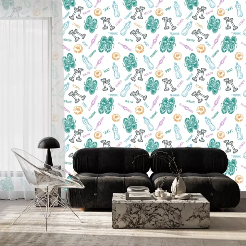 Behang Sport en fitness naadloos patroon