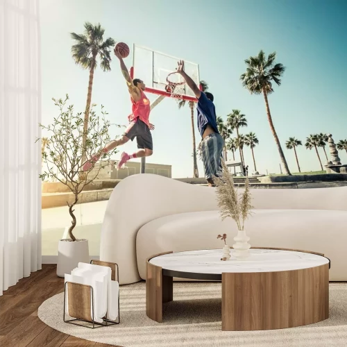 Fotobehang Straatbasketbal tussen palmbomen