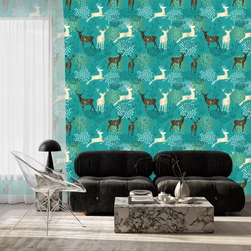 Behang Kerst herten decoratie patroon achtergrond