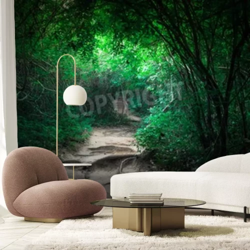 Fotobehang Donkergroen oerwoud