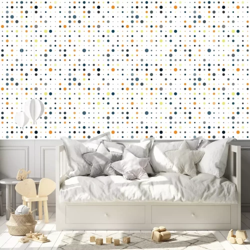 Behang Stippen in retro tinten