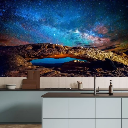 Sticker De ruimte gezien vanaf het oppervlak van een buitenaardse planeet