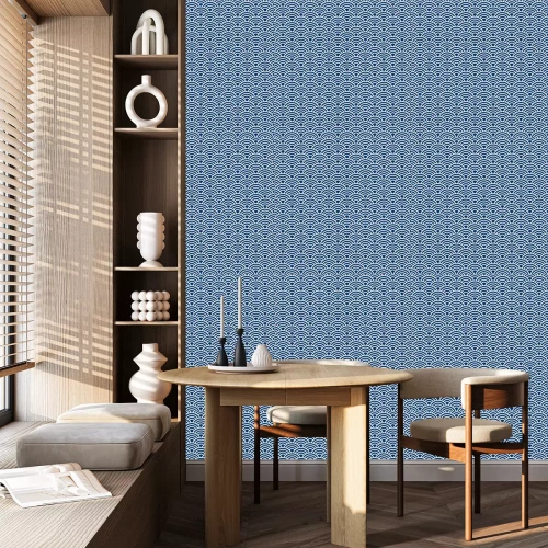 Behang Symmetrische blauwe zeegolven