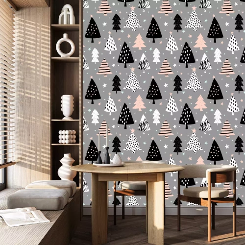 Behang Kleurrijke kerst in glamourstijl