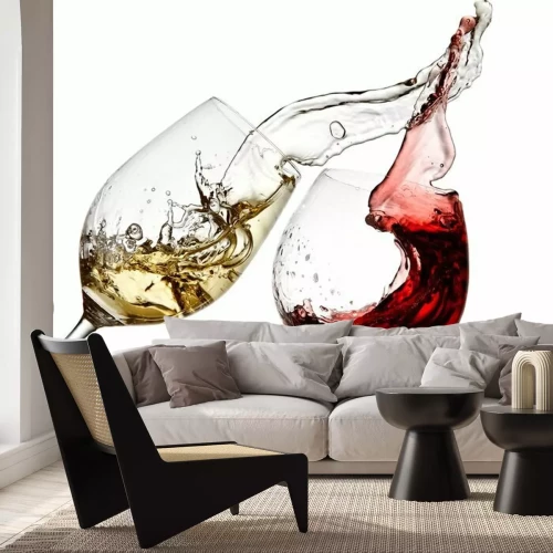 Fotobehang Wijn in glazen op een witte achtergrond