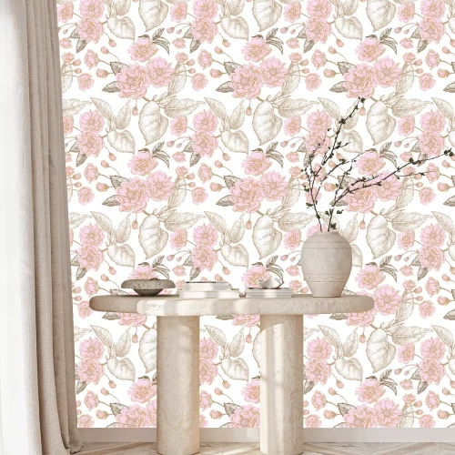 Behang Barok geïnspireerd bloempatroon