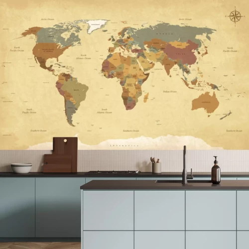 Fotobehang Wereldkaart op een verouderde achtergrond