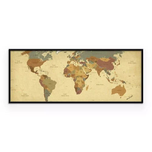Poster Wereldkaart op een verouderde achtergrond
