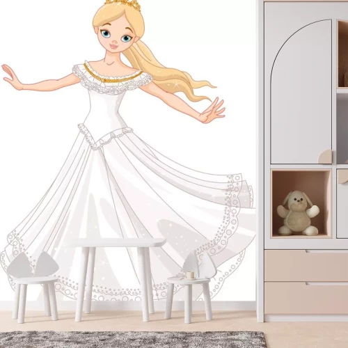 Sticker Dansende prinses in een witte jurk