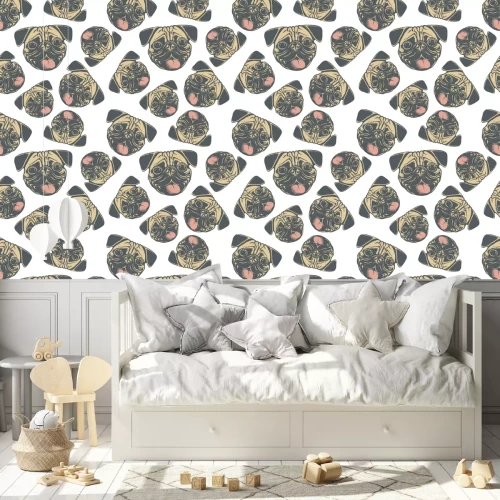 Behang Koppen van mops honden