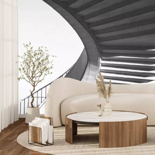 Fotobehang Spiraalvormige trap in Gdanski brug, Warschau