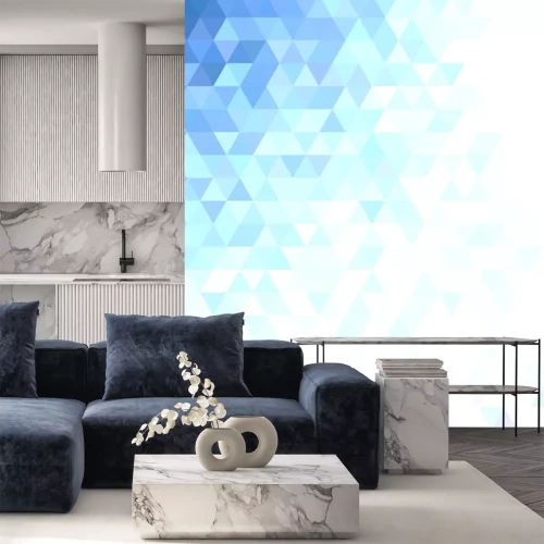 Sticker Een vervagend mozaïek van blauwe driehoeken