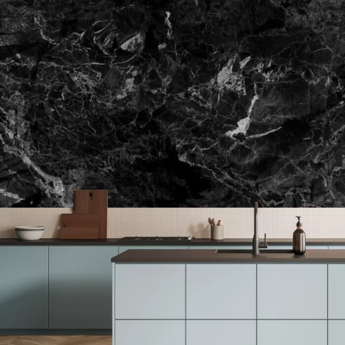 Fotobehang Witte rook op zwart marmer