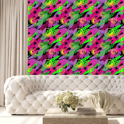 Behang Kleurrijke heldere pop-artgraffiti