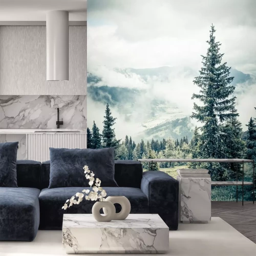 Fotobehang Bos in de mist