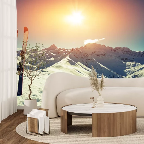 Fotobehang Winterlandschap en skiën