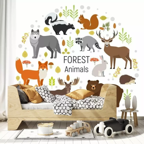 Sticker Illustratie met bosdieren