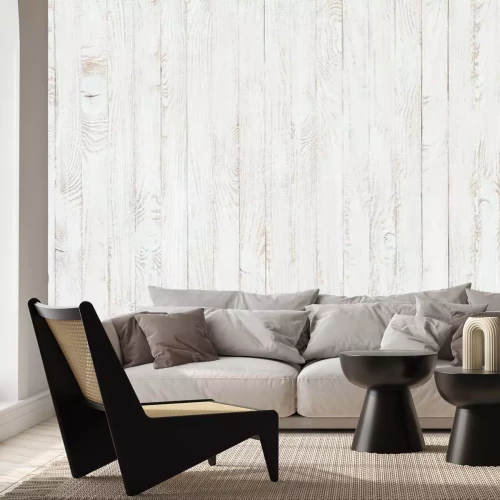 Fotobehang Planken met een witte afwerking